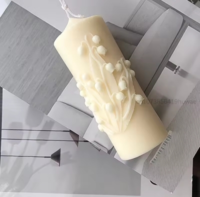 Picture of Floral Pillar Candles -1pc/ Lily of the Valley Bell Flower-Bell orchid flower candle