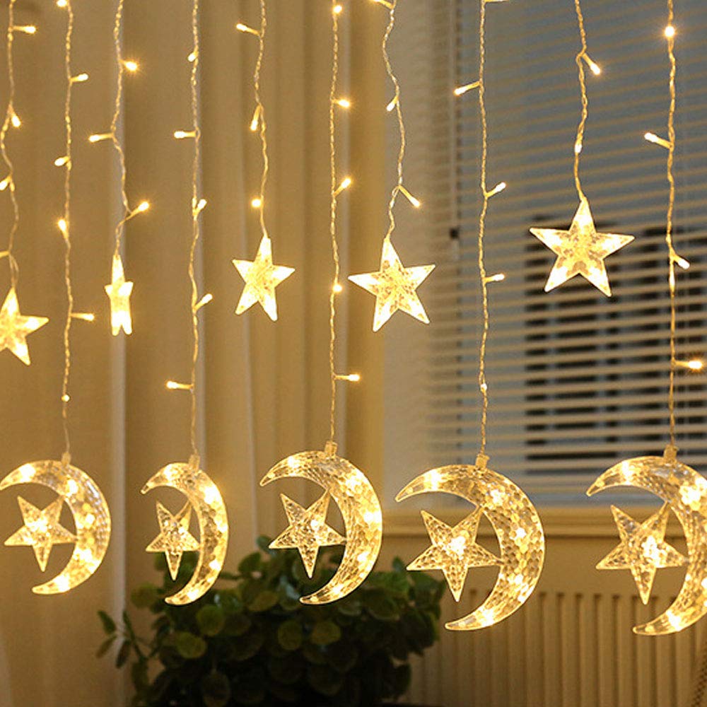 Picture of LED Moon & Star String Fairy Lights – 16ft Curtain Lights for Room, Wedding & Party Decoration