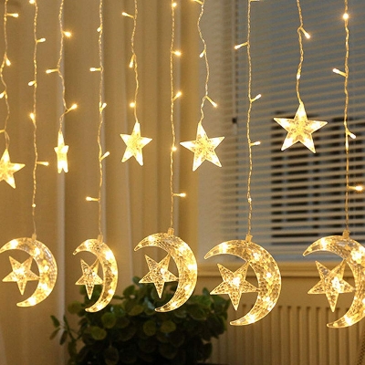 Picture of LED Moon & Star String Fairy Lights – 16ft Curtain Lights for Room, Wedding & Party Decoration