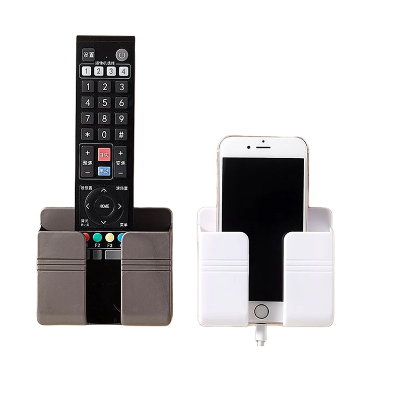 Picture of Multifunction Punch Free Wall Mounted Storage Box Organizer TV Remote Control Mounted Mobile Phone Plug Charging Holder 1pics