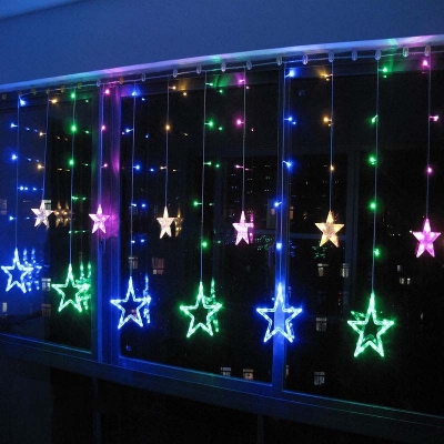 Picture of Big Star Shape Multi color Fairy String Light for Curtains- 16 feet, 6 Big Star, 6 Small Star