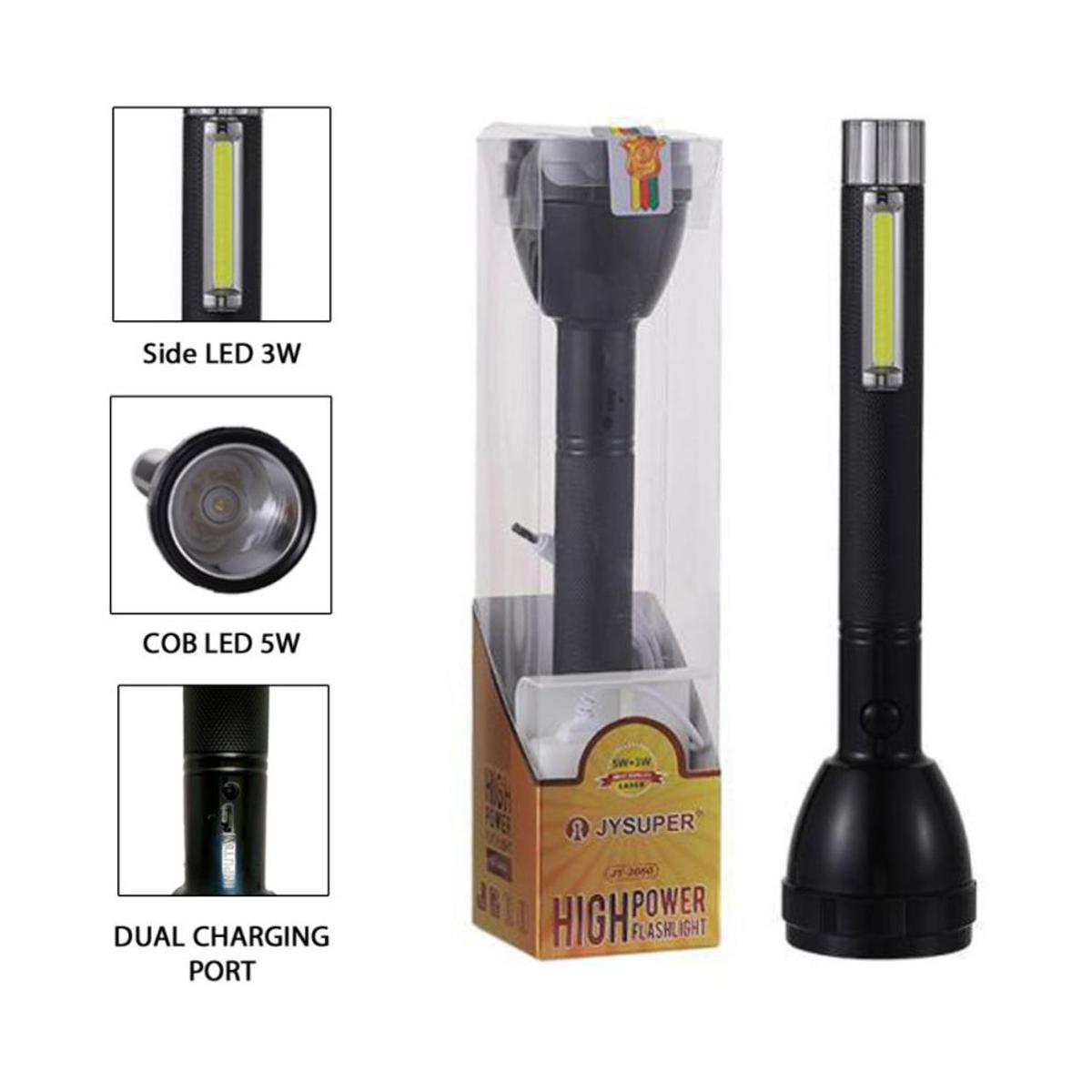 Picture of Jysuper Jy-2080 High Power Flashlight Super Bright Torch Light 5W+3W Led Spotlight Cob Rechargeable 2400Mah Battery