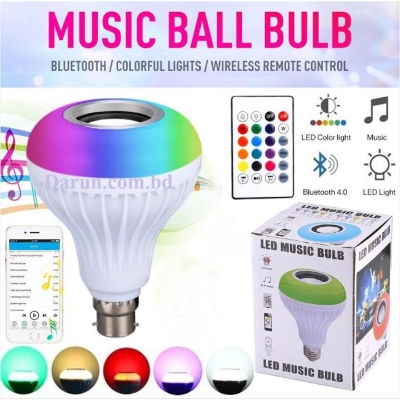 Picture of Led Remote Control Bluetooth Speaker Music Bulb, RGB remote control Bluetooth music bulb lamp- Pin System