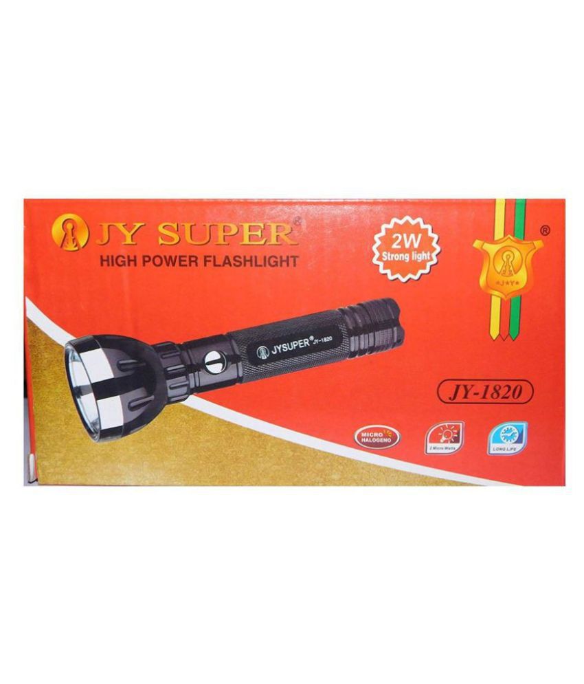 Picture of Torch Light JY SUPER 1820 2W LED Torch Lite Rechargeable & Aluminum Body Hand Torch With Lithium Battery And Charger