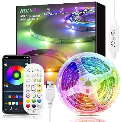 Picture of 5 Meter Mobile Apps control Strip Lights, Music sync and Remote Conte
