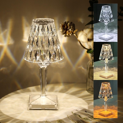 Picture of Rechargeable 3 Color Crystal Table Lamp Best For Bedroom Living Room Diamond Desk Lamp