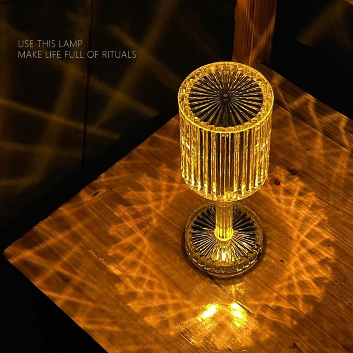 Picture of RGB Led Rechargeable Acrylic Crystal Diamond Table Lamp with 16 Colors Remote and Touch for Bedroom Living Room