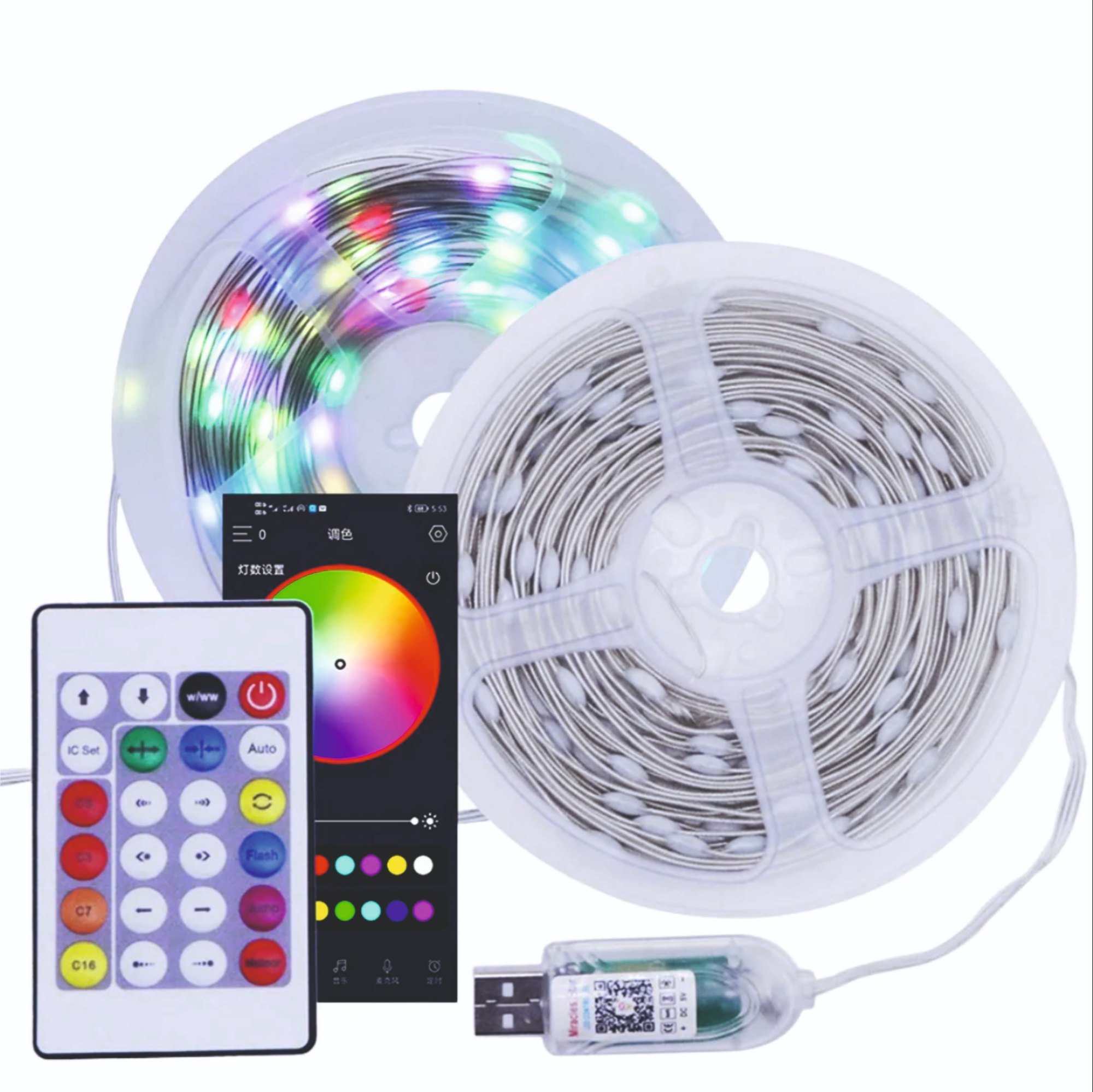 Picture of Dream Fairy Lights Smart Pixel RGBIC LED 33ft 10m USB Powered Remote Controller & Smart App