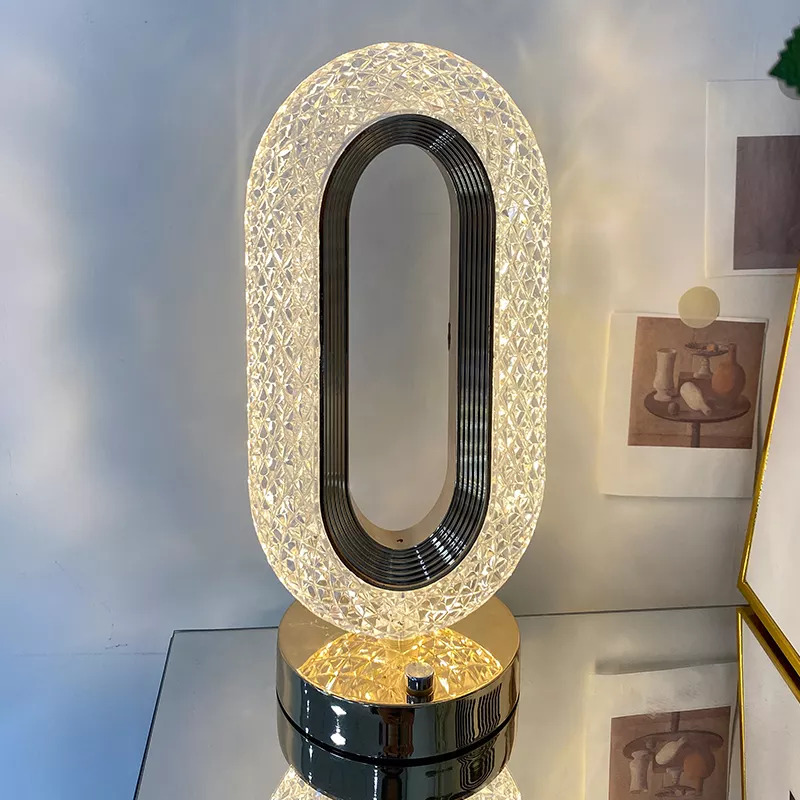 Picture of Rechargeable Crystal Table Lamp For Gift Bedroom Living Room Restaurant