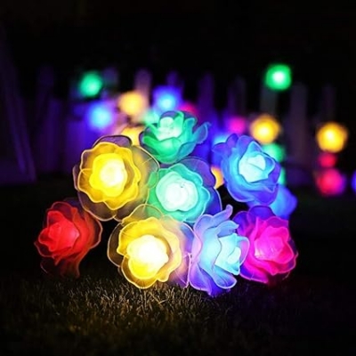 Picture of Rose Flower Fairy String Light 20 LED -Multicolor plastic Flower