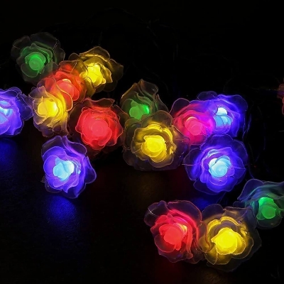 Picture of Rose Flower Fairy String Light 20 LED -Multicolor plastic Flower