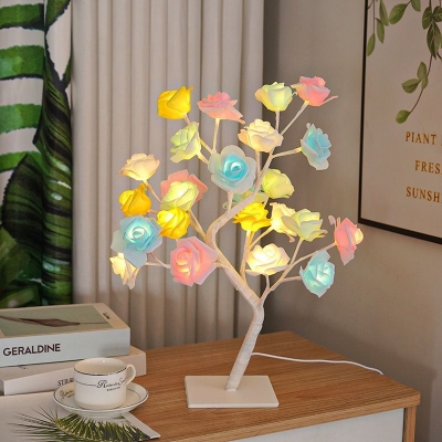 Picture of 24 Multi Roses Tree Table Lamp, Lighted Tabletop Tree for Home Wedding Bedroom Decoration Gift
