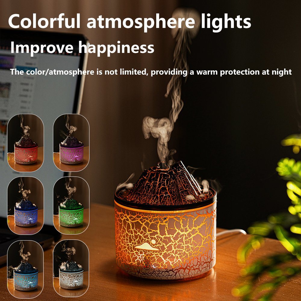 Picture of Volcano Jellyfish Humidifier With Led Light Flame Humidifier Aroma Diffuser for Home Fragrance Mist