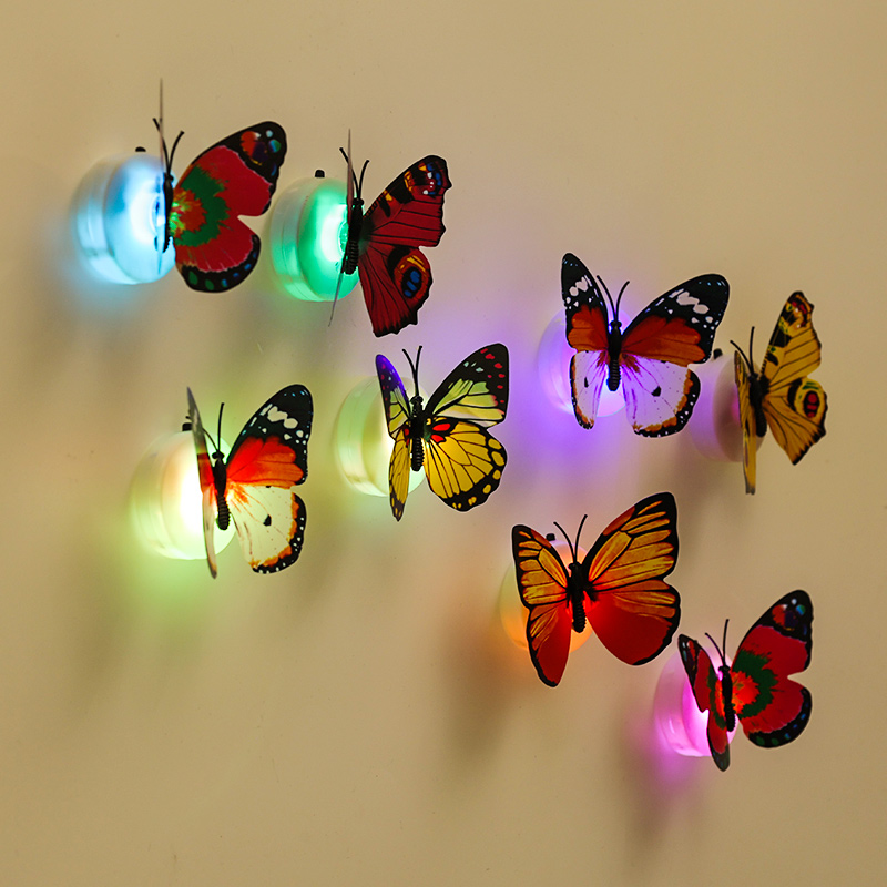 Picture of Colorful Luminous 3D Butterfly LED Night Light Small Atmosphere Light Wedding Decorative Lamp Wall Decor