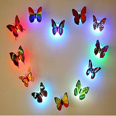 Picture of Colorful Luminous 3D Butterfly LED Night Light Small Atmosphere Light Wedding Decorative Lamp Wall Decor