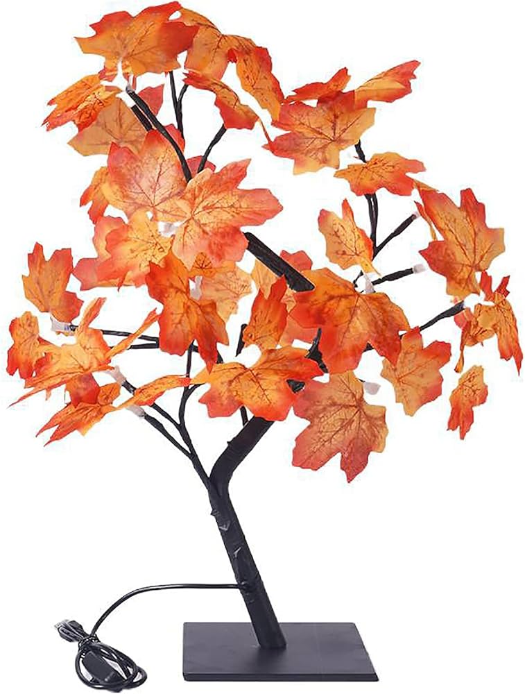 Picture of Maple Leaves Tree Light, LED Maple Leaf Tree Shape Pendulum Table Lamp with USB Interface for Eid, Gift and Home Bedside Decoration