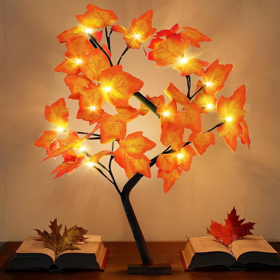 Picture of Maple Leaves Tree Light, LED Maple Leaf Tree Shape Pendulum Table Lamp with USB Interface for Eid, Gift and Home Bedside Decoration