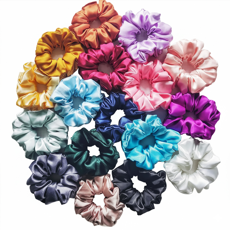 Picture of 5 Pcs Mini Size Satin Silk Scrunchies Hair Accessories Hair Band & Wrist Band For Girls & Women |