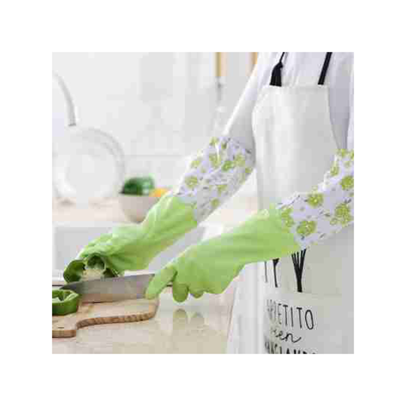 Picture of Reusable Winter Double Layer Thickening/Inner Cotton Lining, Elbow Length, PVC Kitchen Dish-washing Cleaning Gloves for Winters,