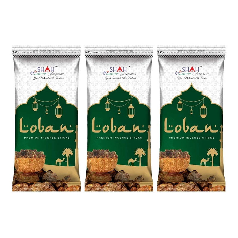 Picture of Shah fragrances Loban Zipper Incense Sticks (Pack of 3 * 130 Grams)