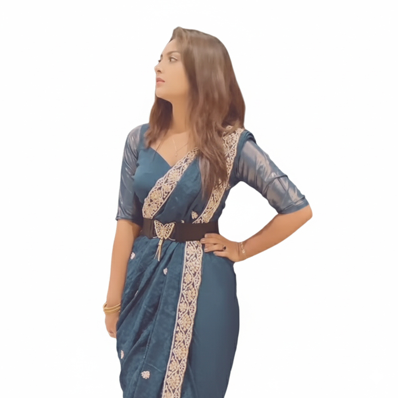 Picture of Women Elastic Band Wide Belts Simple Down Coat Waist Belt Female Buckle Black Strap Dress Decoration Accessories cotton Belt