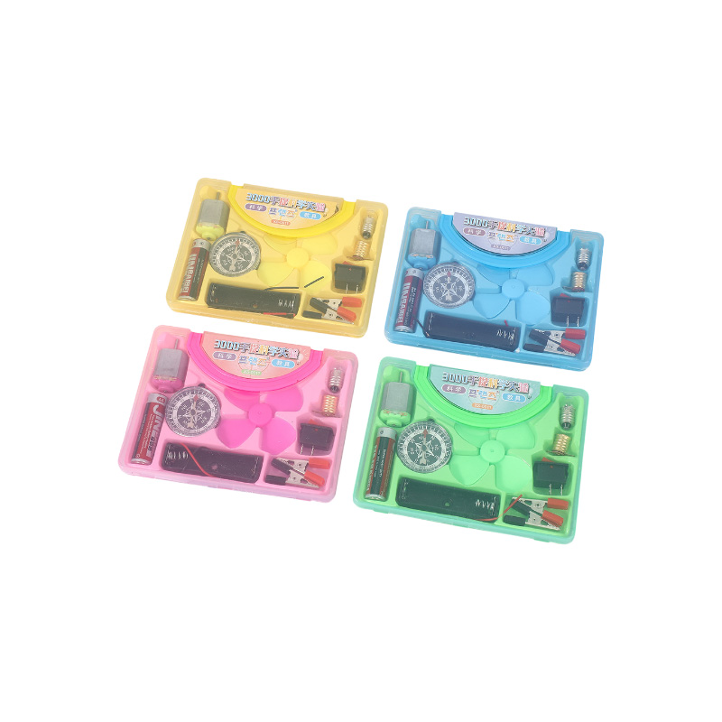 Picture of Science Box With Plastic Box Includes Fan, Compass, Light, Battery Electric Circuit Motor School Set 12 Pieces Electronic Science Project Kit for Kids Interesting Project for kids, dr Light Control Fan Circuit Science Diy Kit Educational (Big)