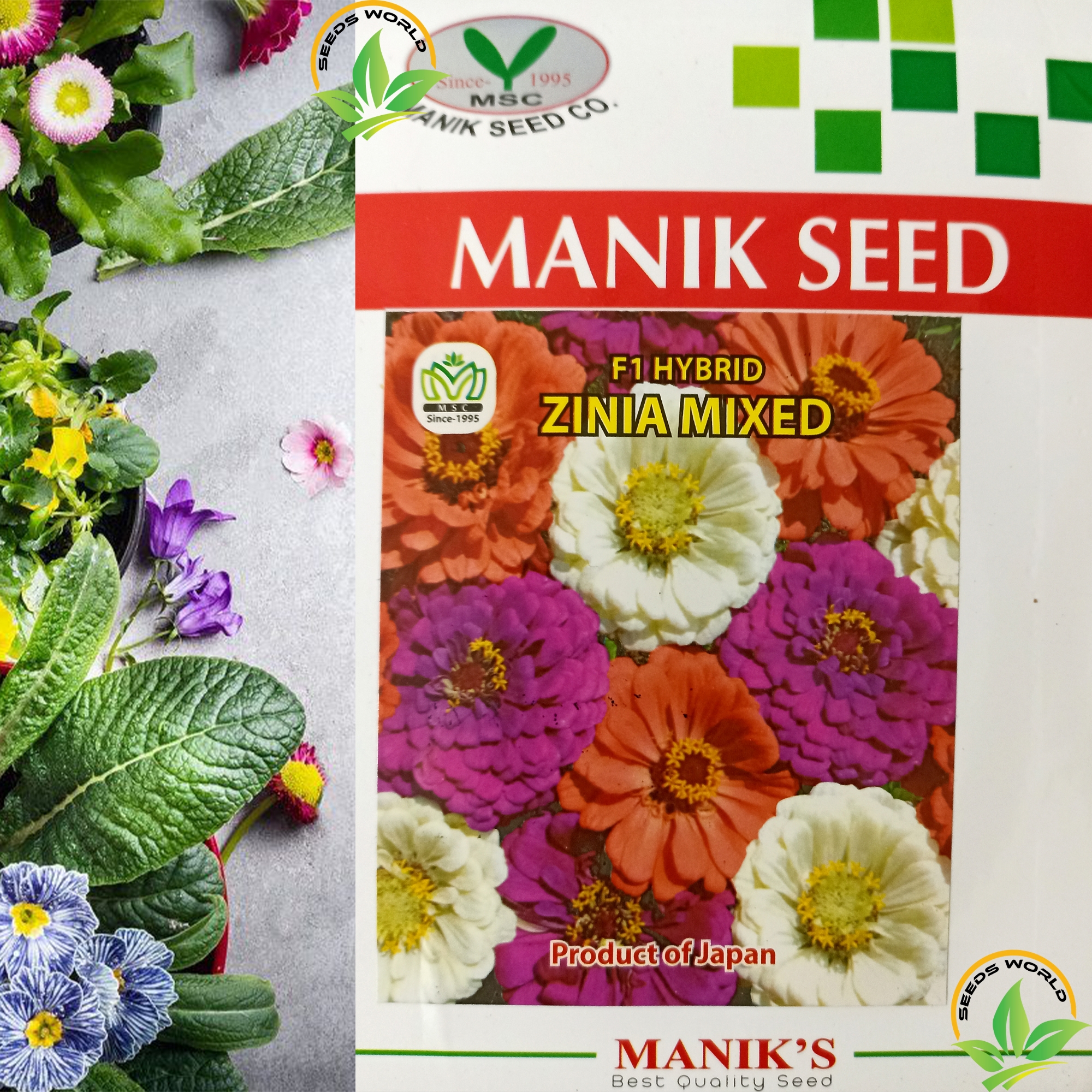 Picture of Zinnia F1 Mixed Flower Seeds Intact Packet