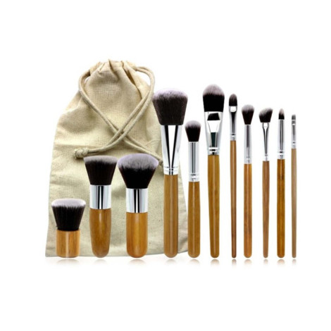 Picture of Bamboo Professional Makeup Brush With Sack Bag - 11pcs
