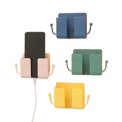 Picture of Wall Mounted Organizer Storage Rack Plastic Self Adhesive Remote Control Mobile Phone Charging Plug Wall Holder Stand Bracket-Multicolor