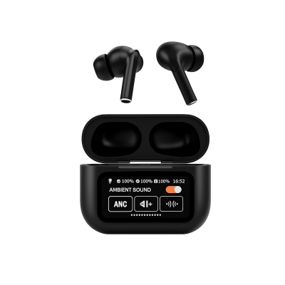 Picture of A9 Airpods Pro (Black) With Screen Display ANC / ENC Dobble Dark Touch Control Noise Reduction A9 Pro Bluetooth Headphone By Alpha