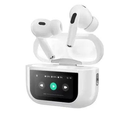 Picture of A9 AIRPODS PRO 2ND GENERATION (WHITE) WITH DISPLAY TOUCH SCREEN WIRELESS EARBUDS, WITH- ANC ACTIVE NOISE CANCELLATION, TYPE-C FAST CHARGING - WHITE