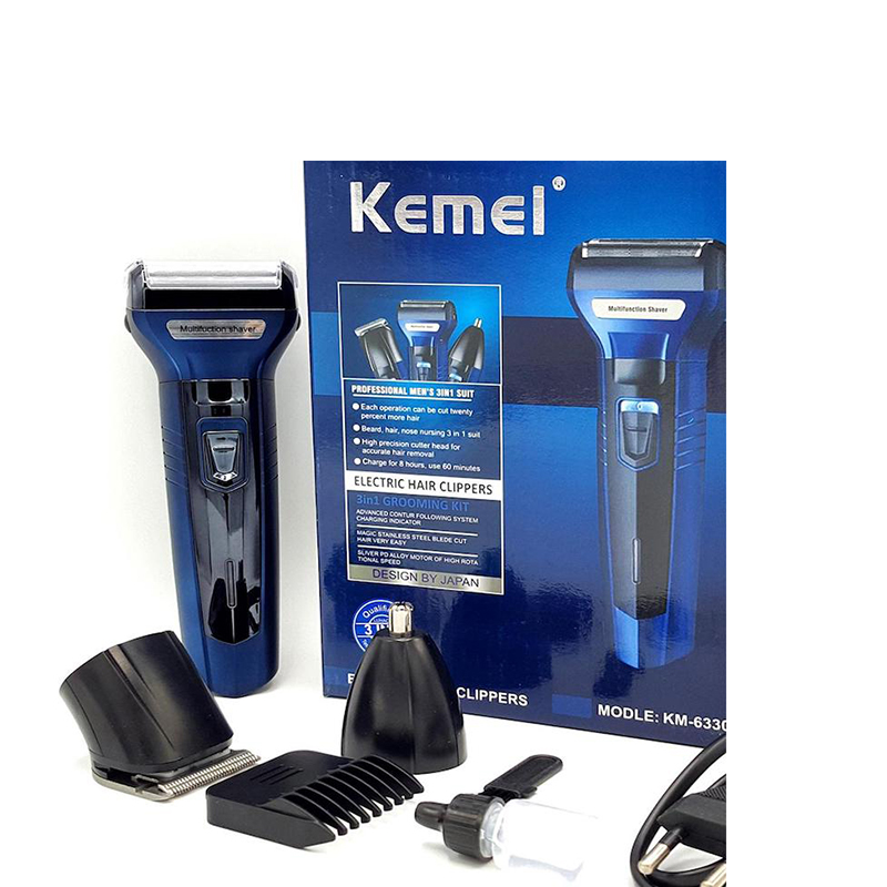 Picture of Kemei KM-6330 Grooming Kit 3 in 1 Hair Mustache Beard Shaver Trimmer Clipper for Men