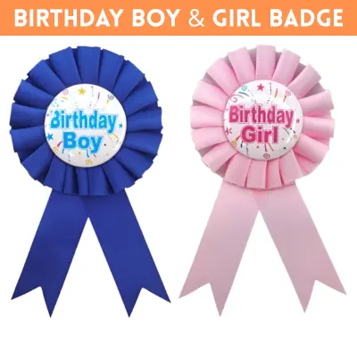 Birthday Boy & Birthday Girl Badge Pin- Boy & Girl Sash Badge Style Pin for Birthday Party Décor (Pack of 1 Pcs)