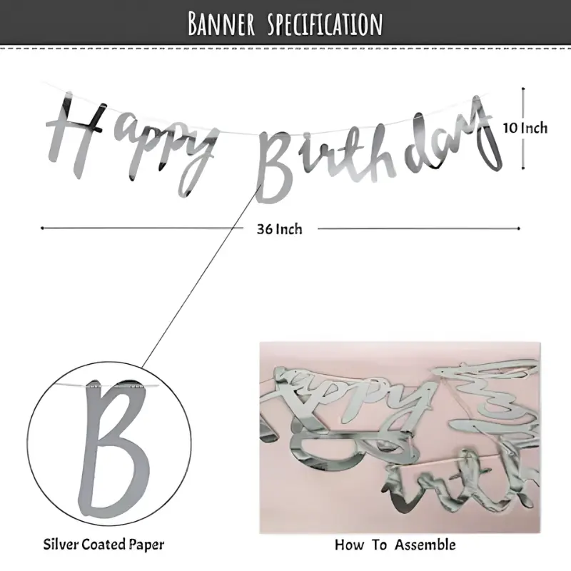 Blue Theme Birthday Party Combo- Metallic Balloon Arch Kit, Cursive Banner, Backdrop, & Decor Full Package- (Pack of 86 Pcs)