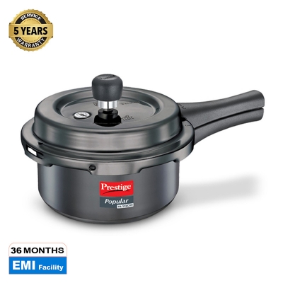Picture of Prestige Popular Svachh Hard Anodised Outer Lid Pressure Cooker Deep Lid-Controls Spillage-Black-5Ltr 