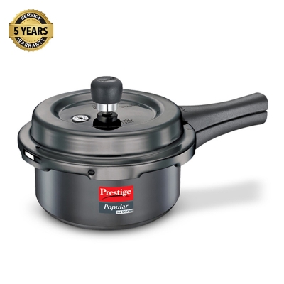 Picture of Prestige Popular Svachh Hard Anodised Outer Lid Pressure Cooker Deep Lid-Controls Spillage-Black-3 ltr