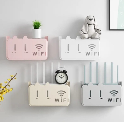 Picture of Wireless Wifi Router Shelf Storage Box Wall Hanging Plastic Organizer Box Cable Power Bracket Organizer Box Home Decor