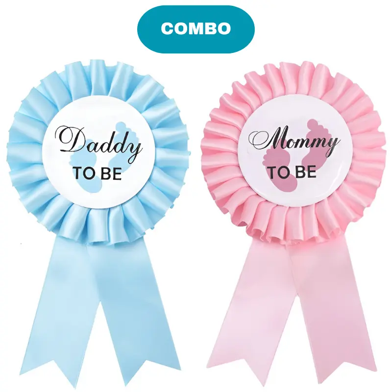 Mom To Be & Dad To Be Baby Shower Badge Pin- Mom & Dad Sash Badge Style Pin for Baby Shower Party Decor (Pack of 1 Pcs)