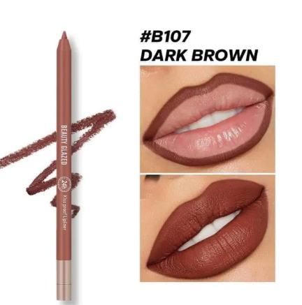 Picture of BEAUTY GLAZED Waterproof Matte Lip Liner Pencil #B107 DARK BROWN