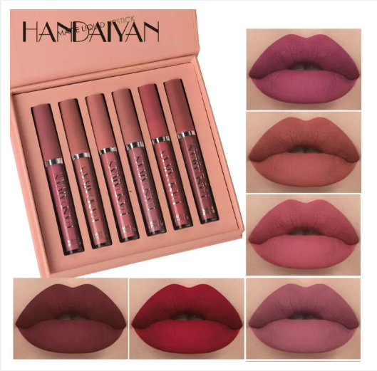 Picture of HANDAIYAN 6 Colors Long Lasting Velvet Lips Tint Liquid Lipsticks Waterproof Non-Stick Cup Lipgloss Gift Set( A)
