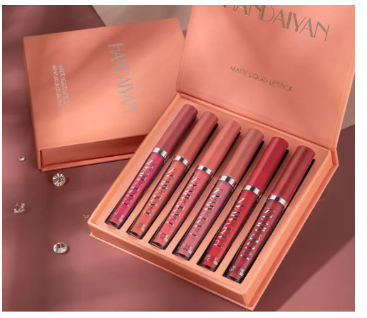 Picture of HANDAIYAN 6 Colors Long Lasting Velvet Lips Tint Liquid Lipsticks Waterproof Non-Stick Cup Lipgloss Gift Set( A)