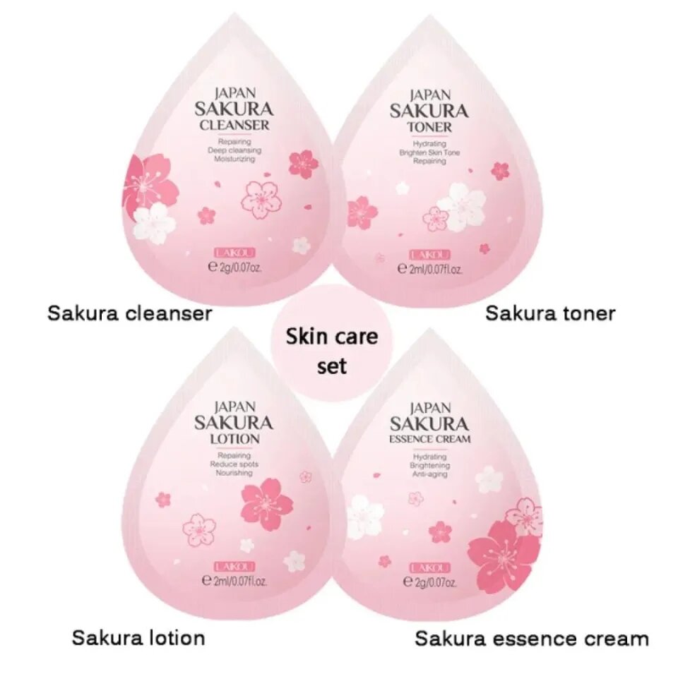 Picture of LAIKOU Sakura Skincare Set 4pcs (Face Cleanser /Toner/ Lotion/ Face Cream) - 2gm (5×4 pcs) 20 pcs