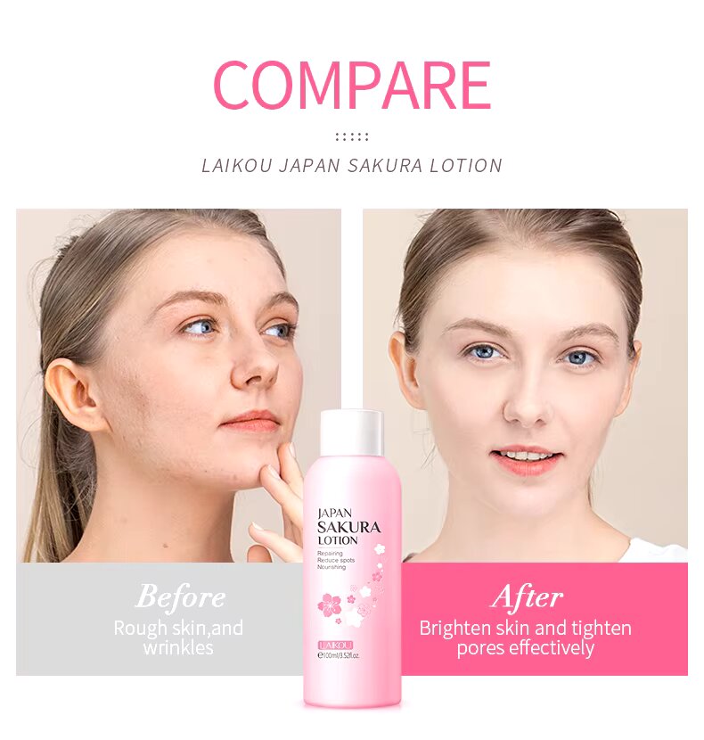 Picture of LAIKOU Japan Sakura Face Lotion - Moisturizing Skin Reduce Wrinkles Fine lines Skin Care 100ml