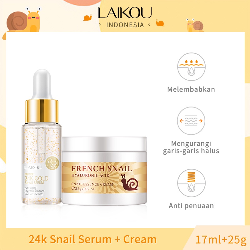 Picture of LAIKOU 24k Gold Snail Face Serum + Snail Extract Face Cream 25 gm [Combo]