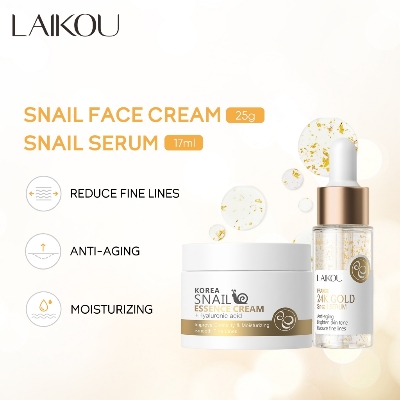Picture of LAIKOU 24k Gold Snail Face Serum + Snail Extract Face Cream 25 gm [Combo]