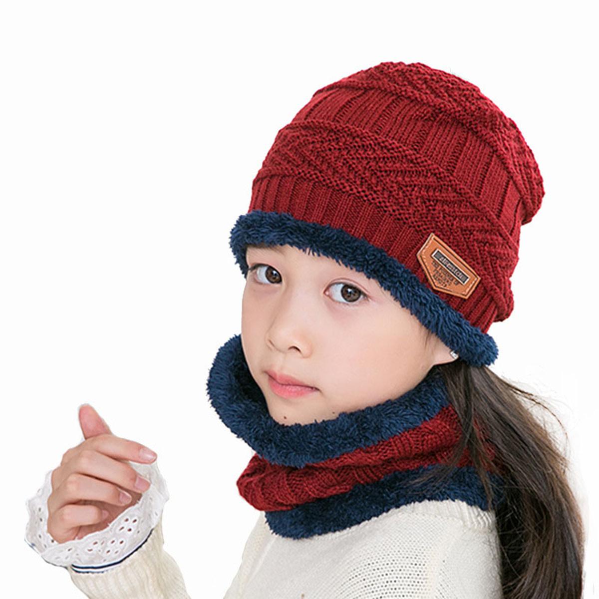 Picture of Men & woman 2PCS Beanie Hat Scarf Set, Winter Soft Warm Wool Lined Thick Knitted Lining Cap+Circle Scarf Kit,