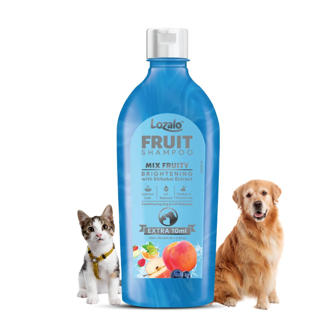 Picture of Lozalo Fruit Pet Shampoo 200 ml, Cantaloupe, pH Balanced, Paraben Free Conditioning Shampoo for Dogs & Cats of All Breeds, Controls Bad Odour & Keep Pets Calm, Brightening with Shikakai Extract