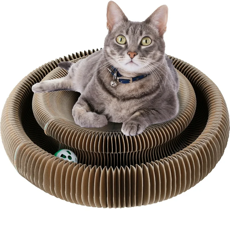 Picture of Cat Toys for Indoor Cats, Magic Cat Scratching Pads with a Cat Toy Bell Ball, Cat Scratching Board, Foldable Convenient Cat Scratcher