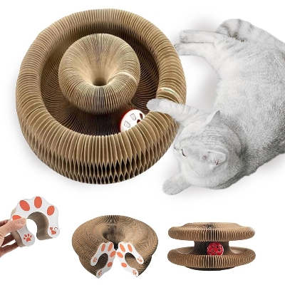 Picture of Cat Toys for Indoor Cats, Magic Cat Scratching Pads with a Cat Toy Bell Ball, Cat Scratching Board, Foldable Convenient Cat Scratcher