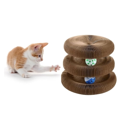 Picture of Cat Toys for Indoor Cats, Magic Cat Scratching Pads with a Cat Toy Bell Ball, Cat Scratching Board, Foldable Convenient Cat Scratcher